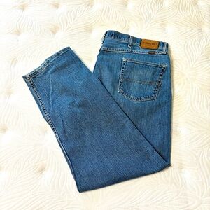 Wrangler Men's Relaxed Staight Light Wash Jeans 32x42 Cowboy Western Biker‎ FLAW